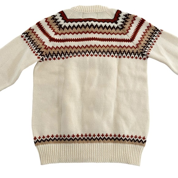 NWT VTG Jersild Nordic Fair Isle Ivory Wintuk Button Up Cardigan Sweater Size 40 - Picture 3 of 10